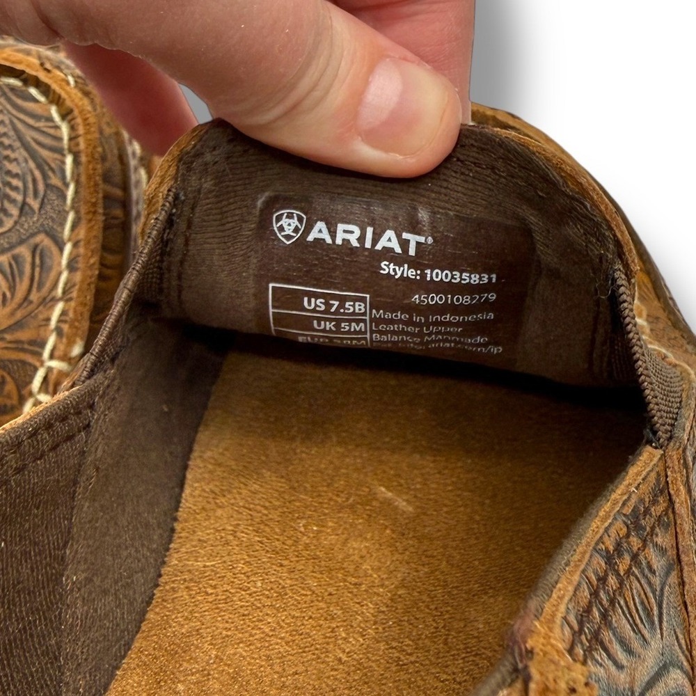 Ariat Cruiser Loafers Women 7.5B Brown Tooled Floral Embossed Leather 10035831 - Picture 7 of 8